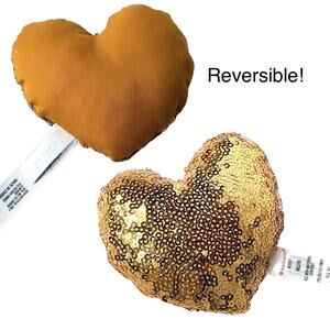 American Girl THROW PILLOW Reversible Gold Sequin Heart Doll Furniture Accessory